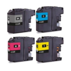 PACK 4 CARTOUCHES GENERIQUE BROTHER LC22E / LC-22E / 1BK -1C-1M-1Y