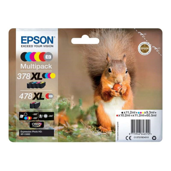 PACK 6 CARTOUCHES ORIGINAL EPSON 378XL / 478XL / T379D