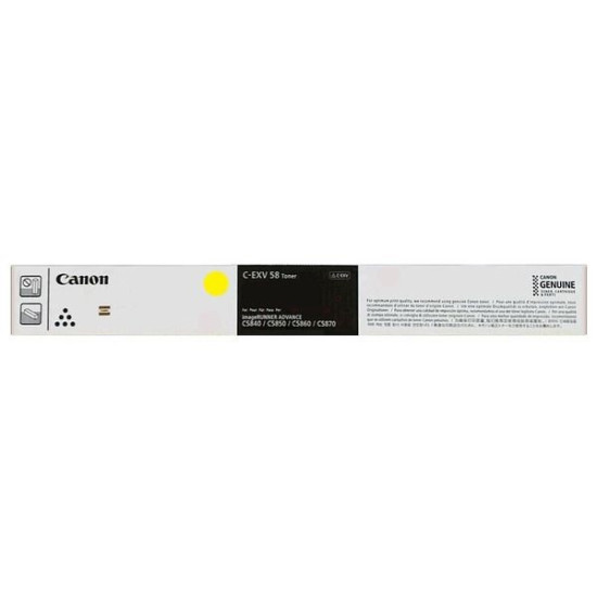 TONER LASER ORIGINAL CANON CEXV58 / 3766C002 JAUNE 60000 PAGES