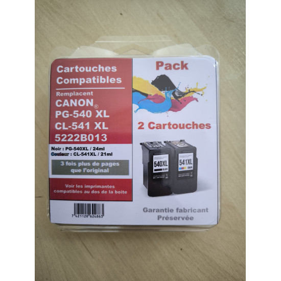 PACK 2 CARTOUCHES GENERIQUE CANON PG540XL / CL541XL / 5222B013