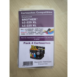 PACK 4 CARTOUCHES GENERIQUE BROTHER LC229XL / LC225XL / BK-C-M-Y