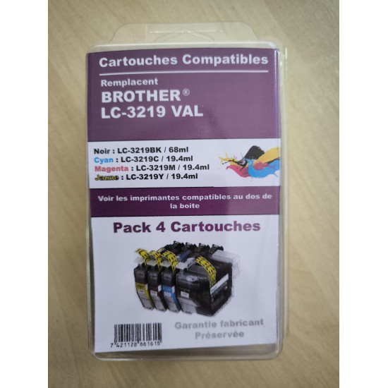 PACK 4 CARTOUCHES  GENERIQUE BROTHER LC3219XL / LC-3219 / BK-C-M-Y