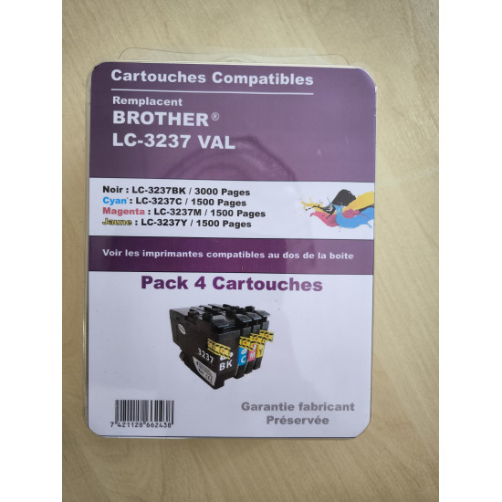 PACK 4 CARTOUCHES  GENERIQUE BROTHER LC3237 / LC-3237 / BK-C-M-Y