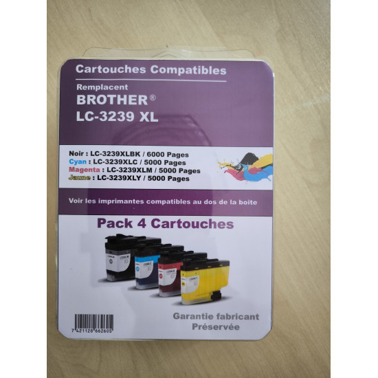 PACK 4 CARTOUCHES  GENERIQUE BROTHER LC3239XL / LC-3239XL / BK-C-M-Y