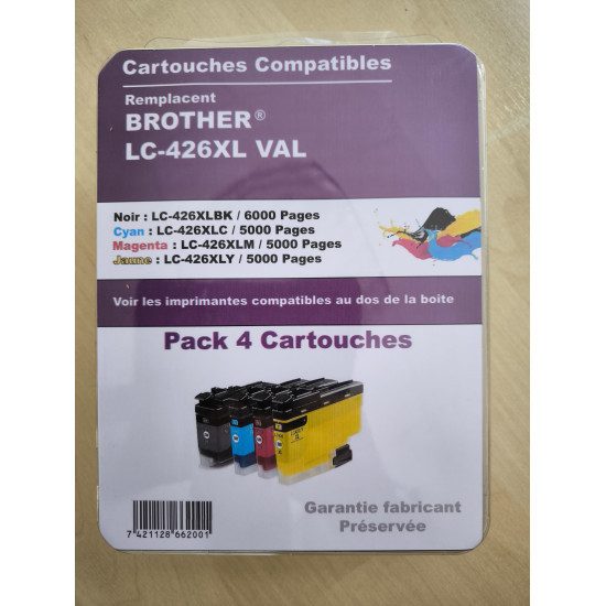 PACK 4 CARTOUCHES GENERIQUE BROTHER LC426XL / BK - C - M - Y