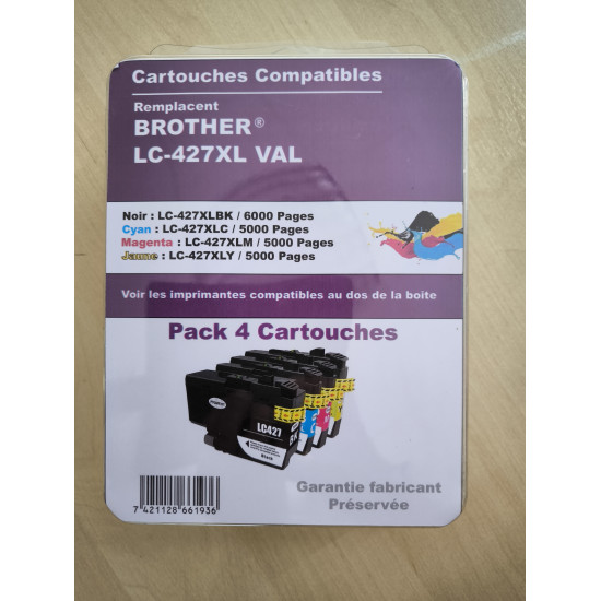 PACK 4 CARTOUCHES GENERIQUE BROTHER LC427XL / BK - C - M - Y