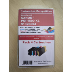PACK 4 CARTOUCHES GENERIQUE CANON PGI1500XL / 9182B004 / NOIR ET COUL