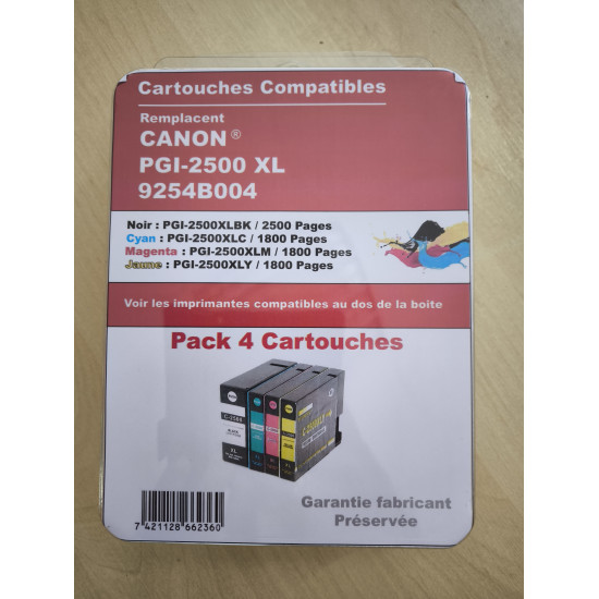 PACK 4 CARTOUCHES GENERIQUE CANON PGI2500XL/ PGI-2500XL CMJN 9254B004