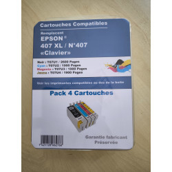 PACK 4 CARTOUCHES GENERIQUE EPSON 407XL / 1BK-1C-1M-1Y