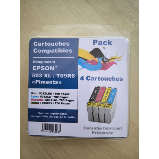 PACK 4 CARTOUCHES GENERIQUE EPSON 503XL / T09R6 / BK-C-M-Y