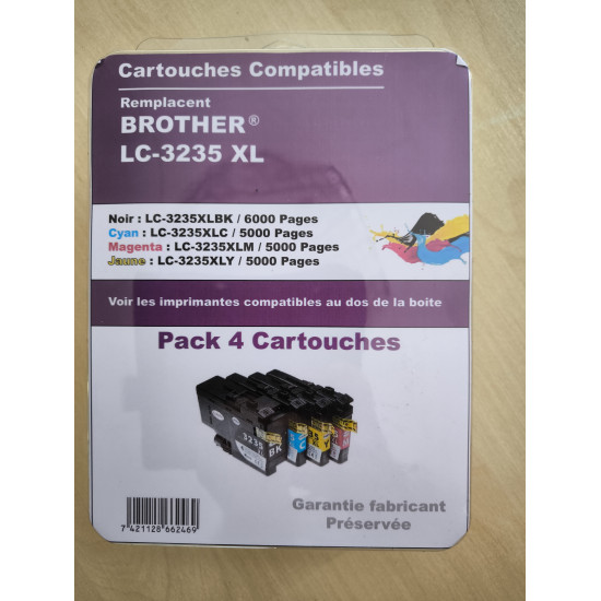 PACK 4 CARTOUCHES GENERIQUES BROTHER LC3235XL / BK-C-M-Y