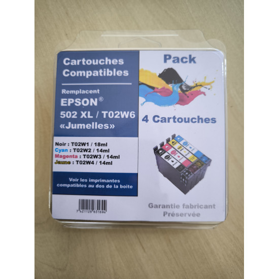 PACK DE 4 CARTOUCHES GENERIQUE EPSON T02W64010/ 502XL / B - C - M - Y