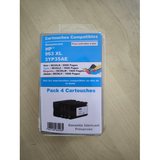 PACK 4 CARTOUCHES GENERIQUE HP 3YP35AE / 963XL / 1BK-1C-1M-1Y