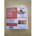 PACK DE 5 CARTOUCHES GENERIQUE CANON PGI520 / CLI521 (2BK-1C-1M-1Y)