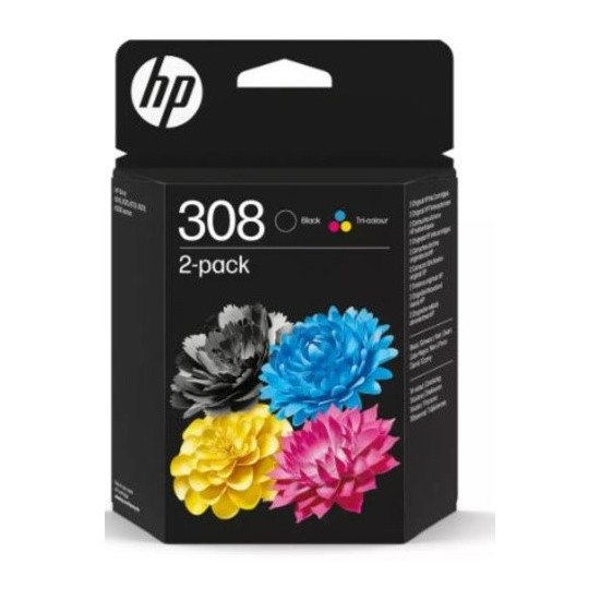 PACK CARTOUCHE ORIGINAL HP 6L6S6UE NOIR /COULEUR 160/120 PAGES N°308
