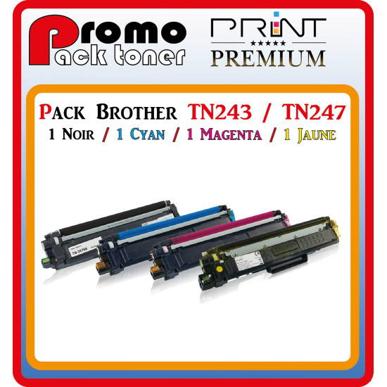 PACK 4 TONERS LASER PREMIUM BROTHER TN247 / TN243 / 1BK-1C-1M-1Y