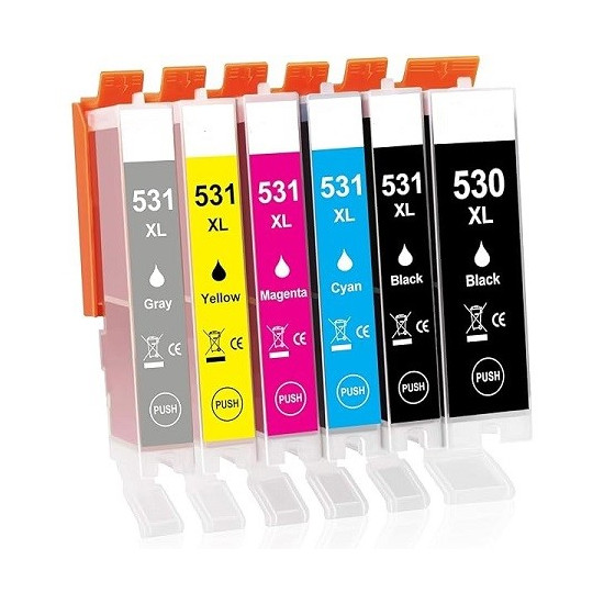 PACK DE 6 CARTOUCHES GENERIQUE CANON PGI530/ CLI531 (2BK-1C-1M-1Y-1G)