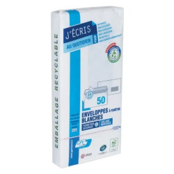 50 Enveloppes blanches bande siliconée - 110x220 - 80 g/m² - Fenêtre