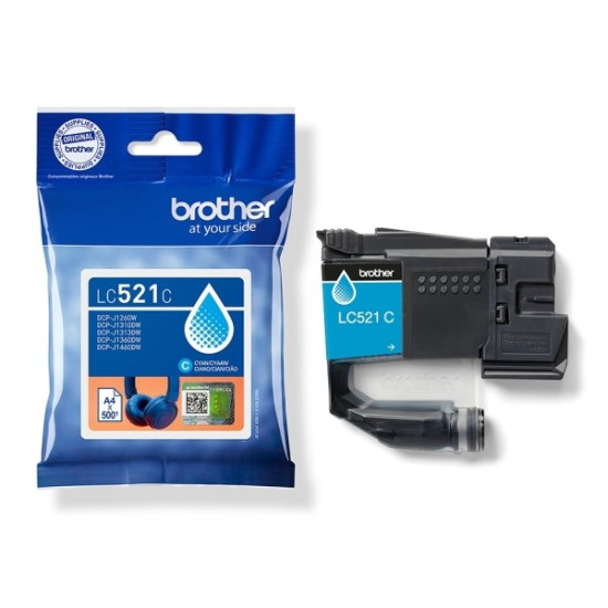 CARTOUCHE JET D'ENCRE ORIGINAL BROTHER LC521 CYAN 500 PAGES