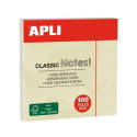 Bloc de 100 notes autocollantes Apli Classic 75 x 75 mm - Jaune