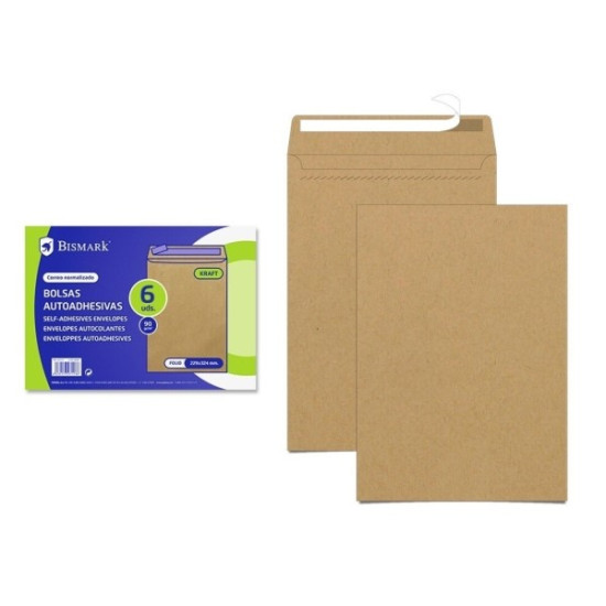 Lot de 6 enveloppes Bismark en papier kraft 90 g - 184 x 261 mm