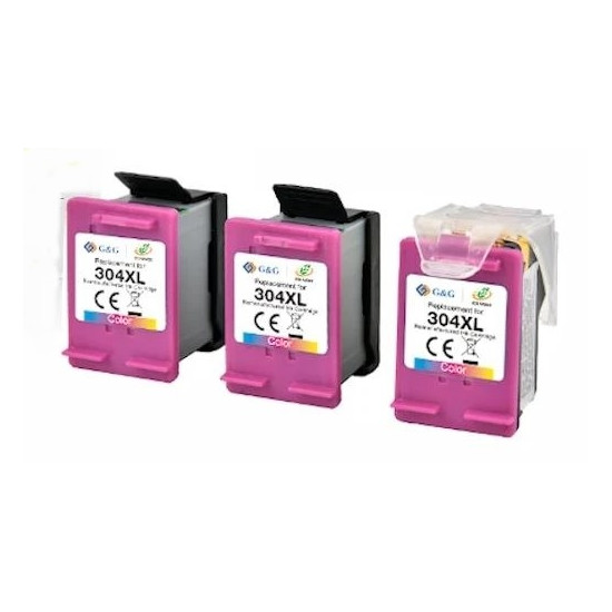 PACK DE 3 CARTOUCHES GENERIQUE HP N9K07AE COULEUR 3x500 PAGES N°304XL