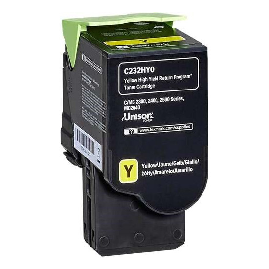 TONER LASER ORIGINAL LEXMARK C232HY0 / MC2325 JAUNE 2300 PAGES